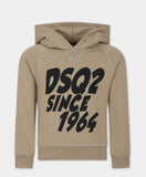 FELPA DSQUARED BAMBINO GARZATA CON CAPPUCCIO LOGO E SCRITTA CENTRALE