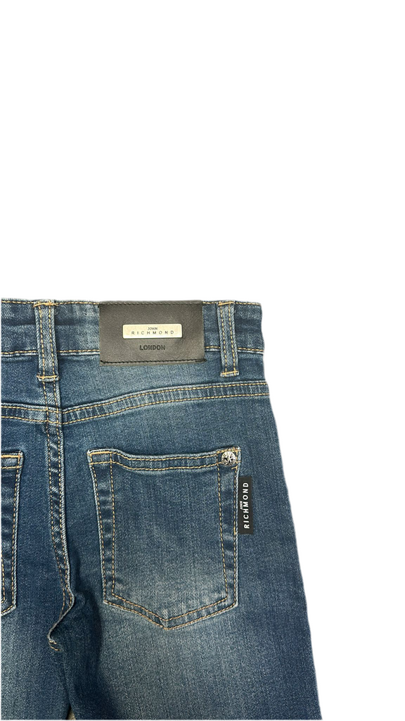 JEANS RICHMOND BIMBO DENIM TARGHETTA CUOIO NERO RETRO