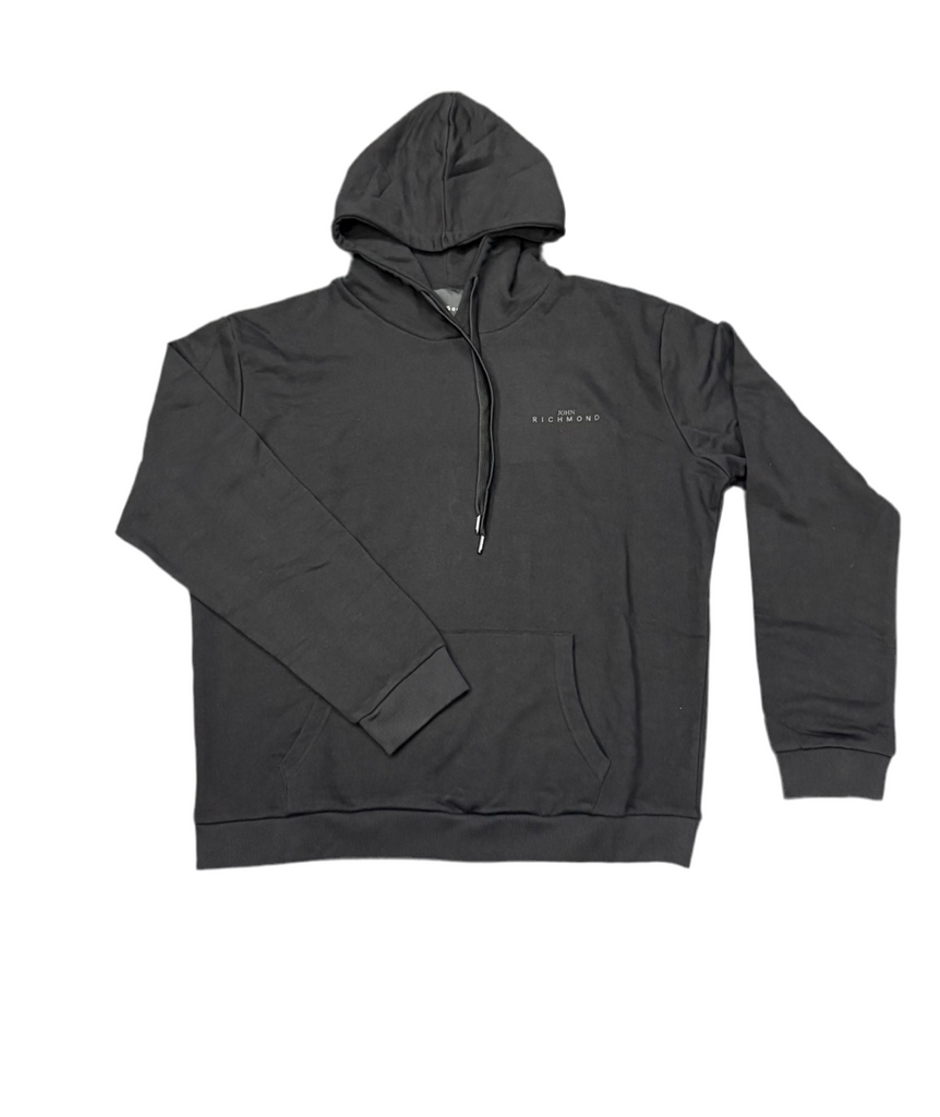 FELPA RICHMOND UOMO GARZATO  CON CAPPUCCIO E LACCI LOGO PICCOLO LATERALE