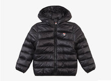 Carica l'immagine nel visualizzatore di Gallery, GIUBBINO FILA BIMBO PIUMINO CON CAPPUCCIO E LOGO LATO CUORE