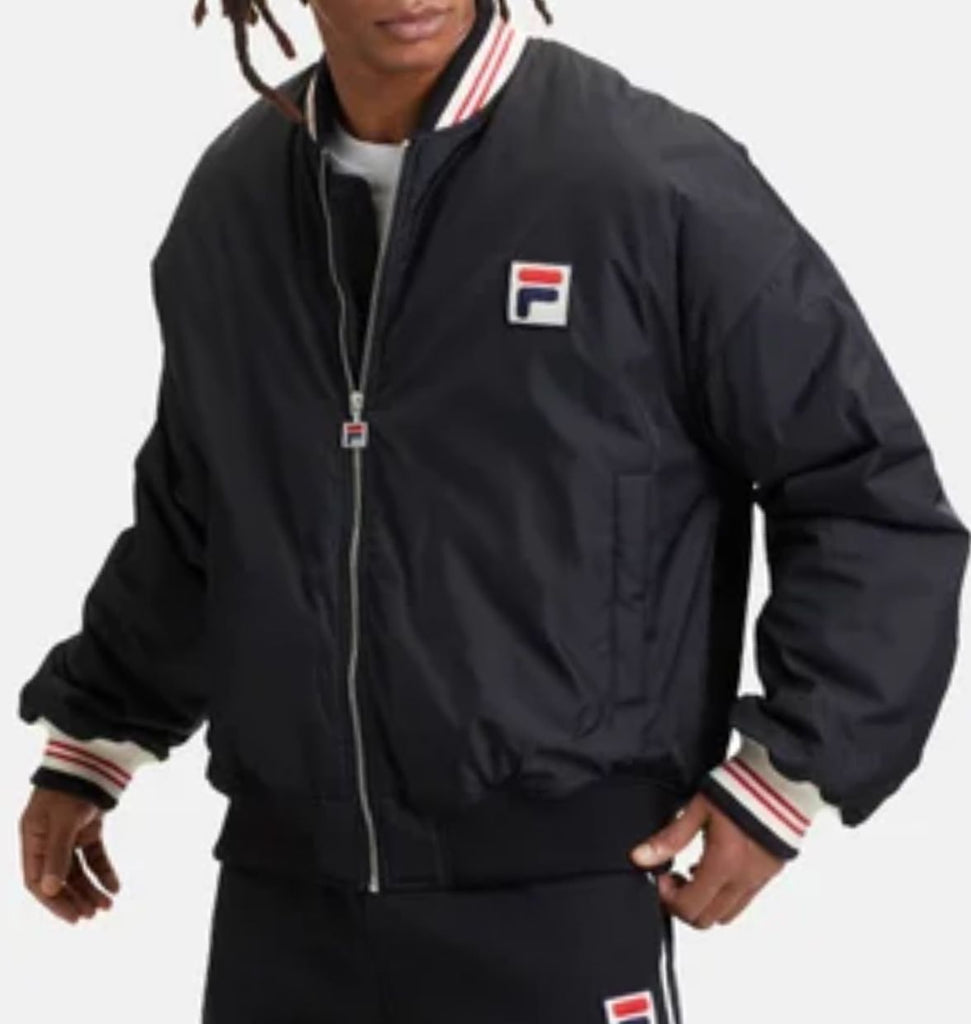 GIUBBINO FILA UOMO ANTIVENTO  TERGHETTA CON LOGO CUCITA LATO CUORE E COLLO BIANCO E ROSSO