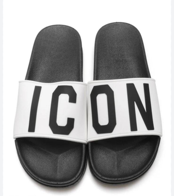 CIABATTE ICON CON FASCIA E INIZIALI NERO