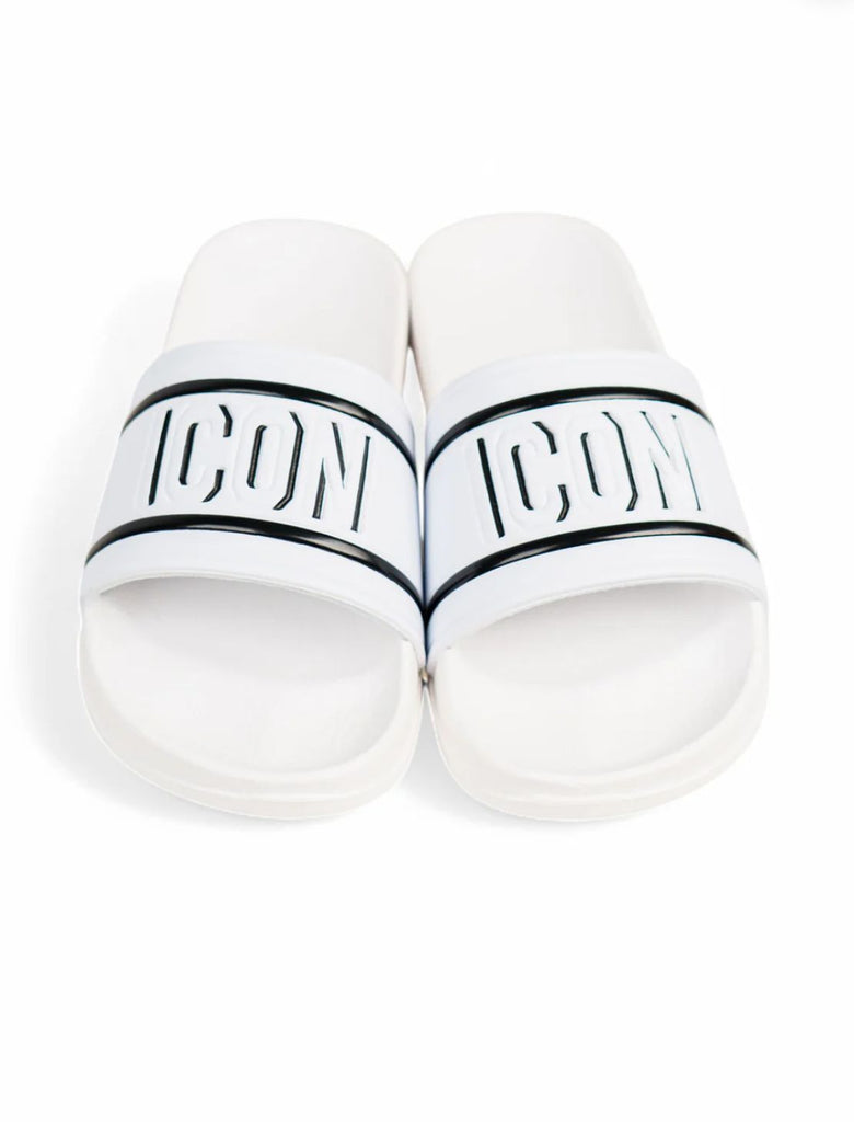 CIABATTE ICON CON FASCIA E SCRITTA DOPPIA BLACK/WHITE