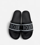 CIABATTE ICON CON FASCIA E SCRITTA DOPPIA BLACK/WHITE