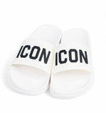 CIABATTE ICON CON FASCIA E SCRITTA NERA  STAMPATA