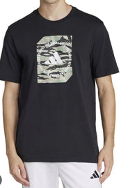 T-SHIRT ADIDAS UOMO COTONE CON QUADRATO MILITARE SCRITTA BIANCA