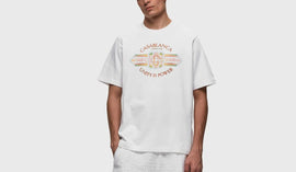T-SHIRT CASABLANCA CON LOGO CENTRALE GRANDE E SCRITTA INCLINATA SOPRA LOGO