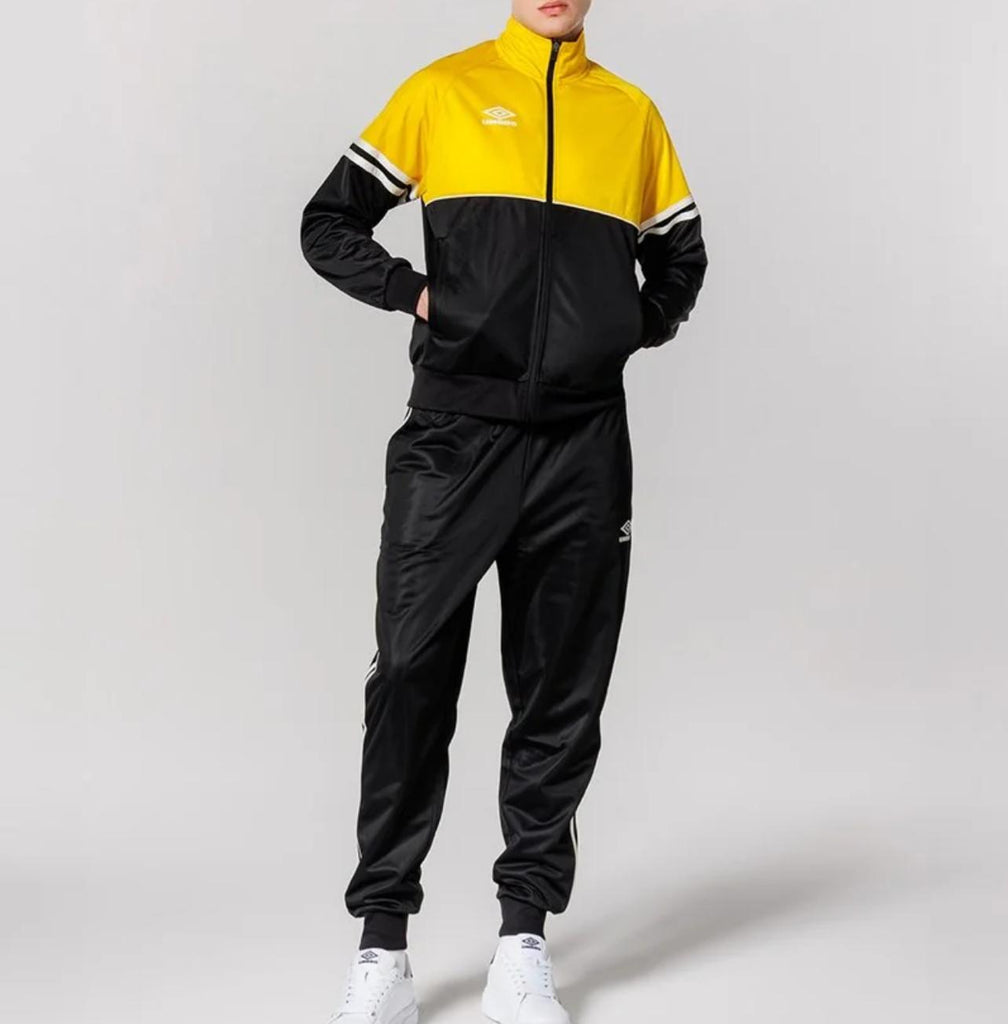 TUTA COMPLETA UMBRO UOMO ACETATA CON ZIP BICOLOR GIALLA/NERA