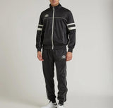 TUTA COMPLETA UMBRO UOMO ACETATA CON ZIP DETTAGLI BIANCHI LOGO LATO CUORE