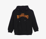 FELPA RICHMOND BIMBO GARZATA CON CAPPUCCIO SCRITTA ARANCIONE CENTRALE