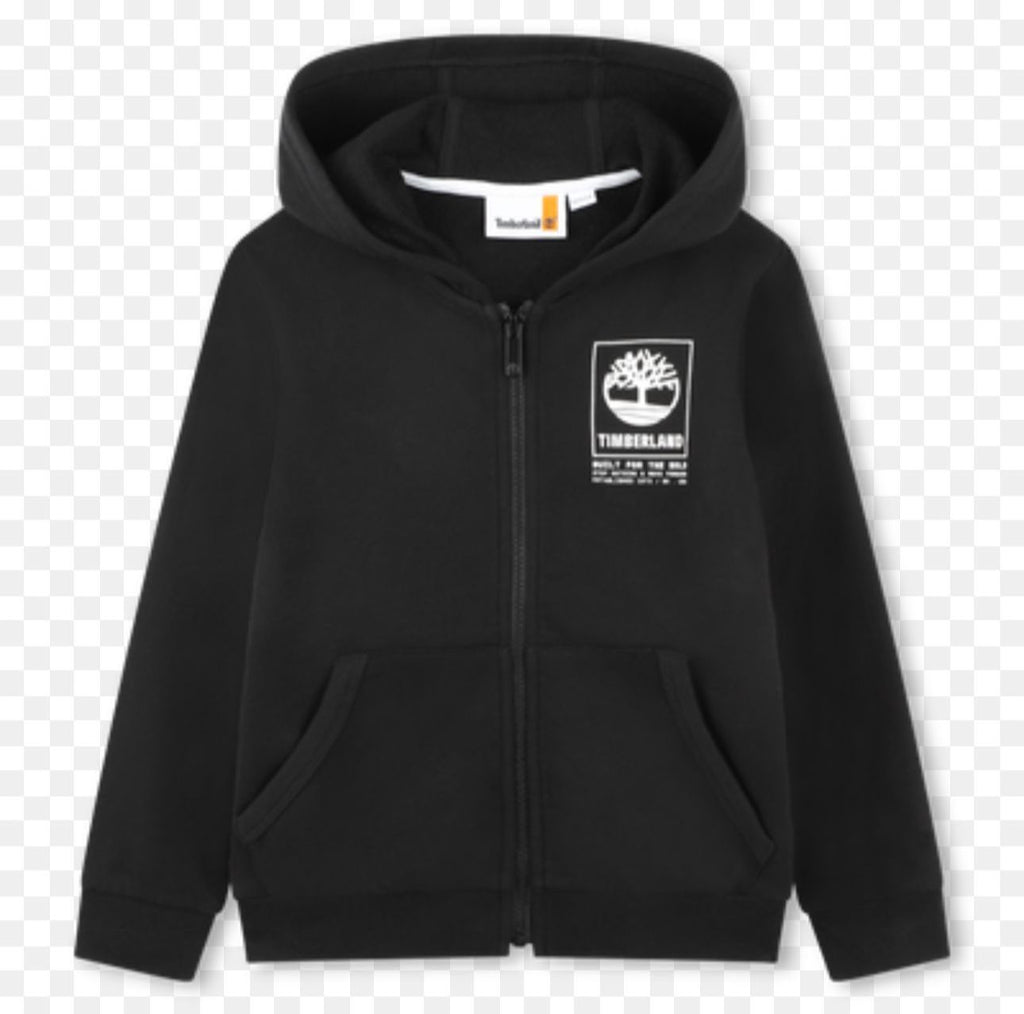 FELPA TIMBERLAND BIMBO COTONE CON ZIP E CAPPUCCIO LOGO LATO CUORE STAMPATO