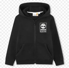 Carica l'immagine nel visualizzatore di Gallery, FELPA TIMBERLAND BIMBO COTONE CON ZIP E CAPPUCCIO LOGO LATO CUORE STAMPATO