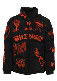 GIUBBINO BUTNOT UOMO PIUMINO CON SERPENTI E SCRITTE ROSSE