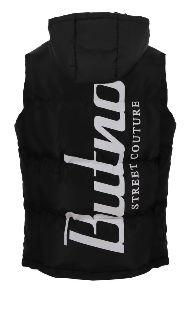 SMANICATO BUTNOT UOMO PIUMINO CON SCRITTA LUNGO SCHIENA E CAPPUCCIO