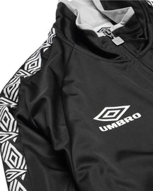 TUTA COMPLETA UMBRO UOMO ACETATA CON ZIP DETTAGLI BIANCHI LOGO LATO CUORE