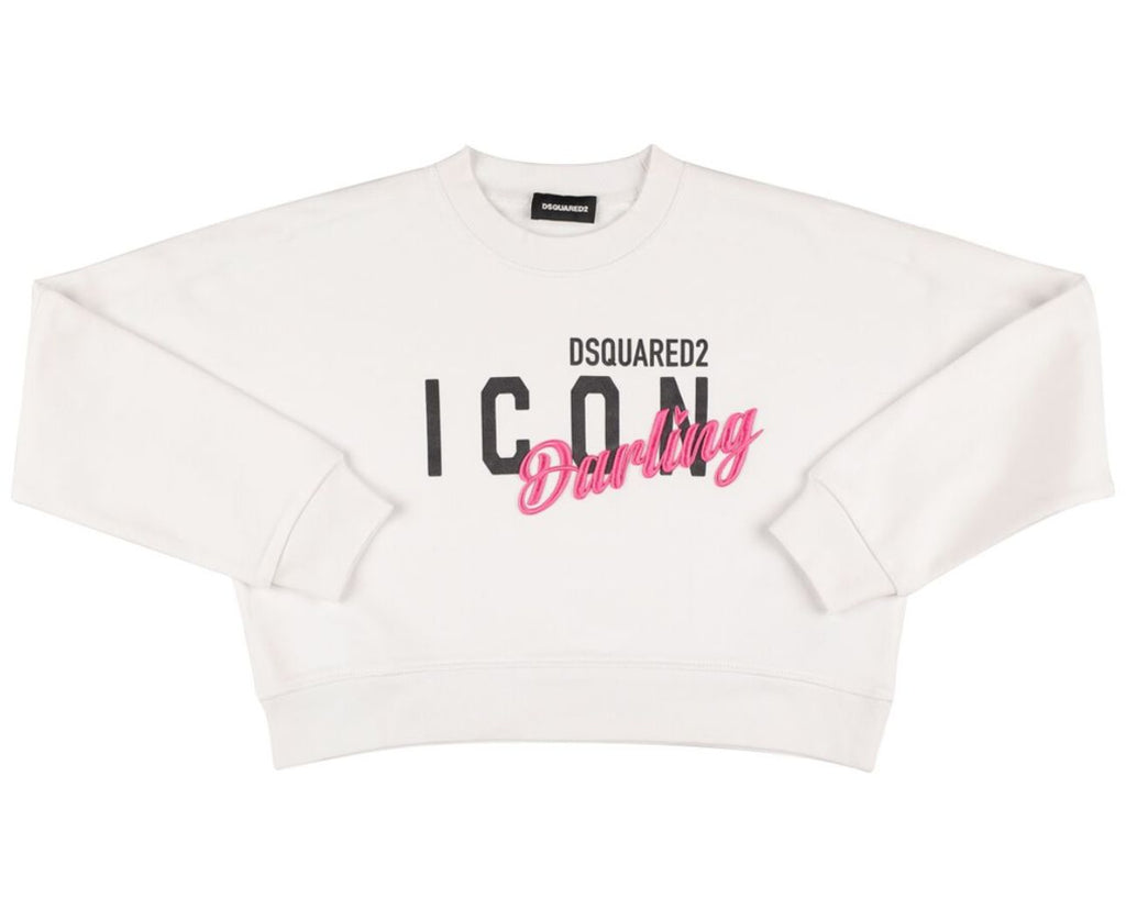 FELPA DSQUARED BIMBA GARZATA  GIROCOLLO SCRITTA CENTRALE ROSA