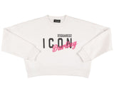 FELPA DSQUARED BIMBA GARZATA  GIROCOLLO SCRITTA CENTRALE ROSA