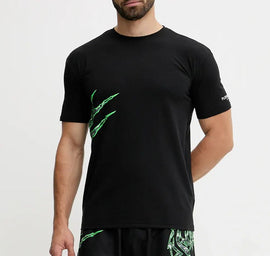 T-SHIRT PLEIN SPORT UOMO COTONE CON TIGRE RETRO VERDE