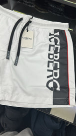 COSTUME ICEBERG CON LOGO GAMBA VERTICALE CON STRISCIA BIANCO E GIALLO