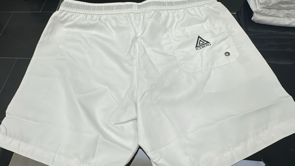 COSTUME ICEBERG CON LOGO GAMBA VERTICALE CON STRISCIA BIANCO E GIALLO