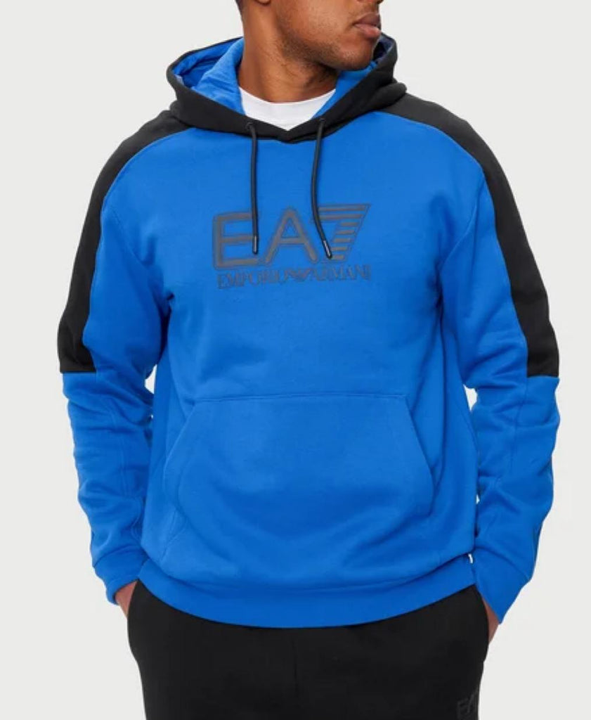 TUTA COMPLETA ARMANI UOMO FELPATA CON CAPPUCCIO E LOGO CENTRALE NERO