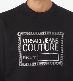 FELPA VERSACE UOMO GARZATA  LOGO CENTRALE QUADRO ORO