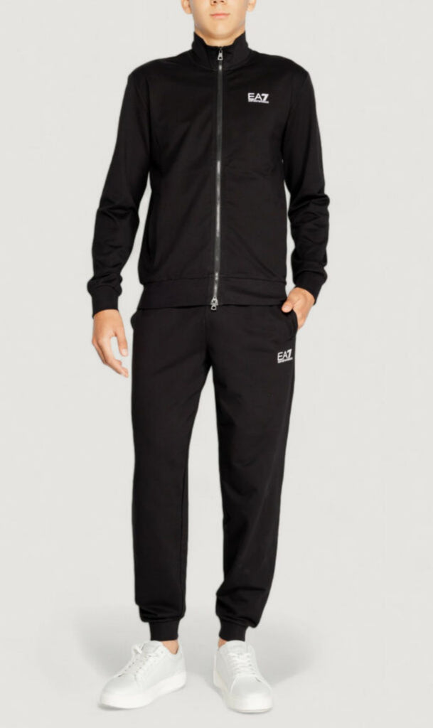 TUTA COMPLETA ARMANI UOMO COTONE CON ZIP LOGO LATO CUORE E RETRO BIANCO