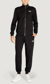 TUTA COMPLETA ARMANI UOMO COTONE CON ZIP LOGO LATO CUORE E RETRO BIANCO