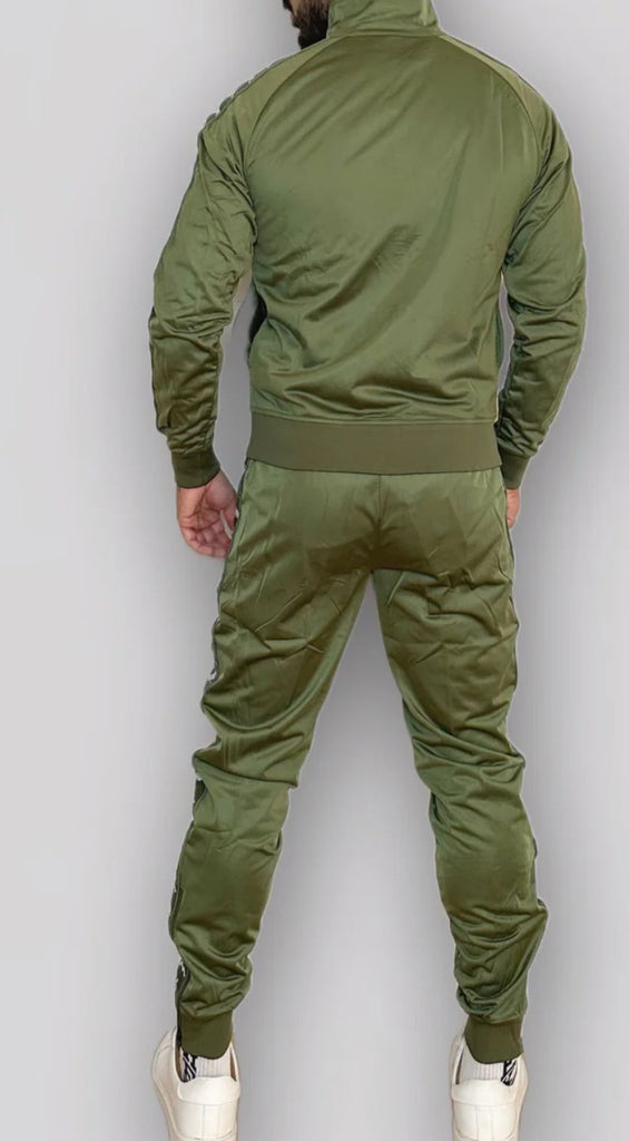 TUTA COMPLETA KAPPA UOMO ACETATA  BANDE VERDI E LOGO BIANCO