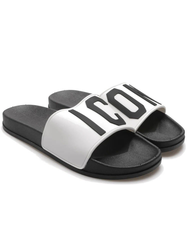 CIABATTE ICON CON FASCIA E INIZIALI NERO