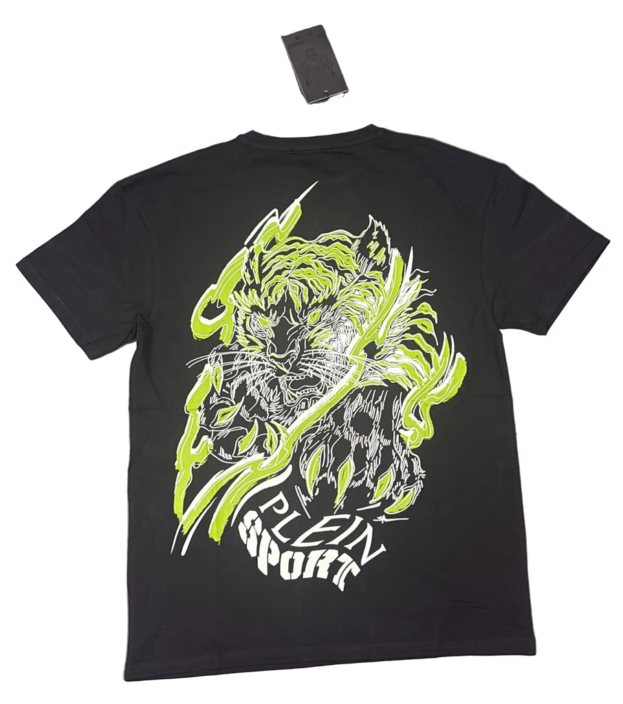 T-SHIRT PLEIN SPORT CON LOGO LATO CUORE E TIGRE COLORATA RETRO