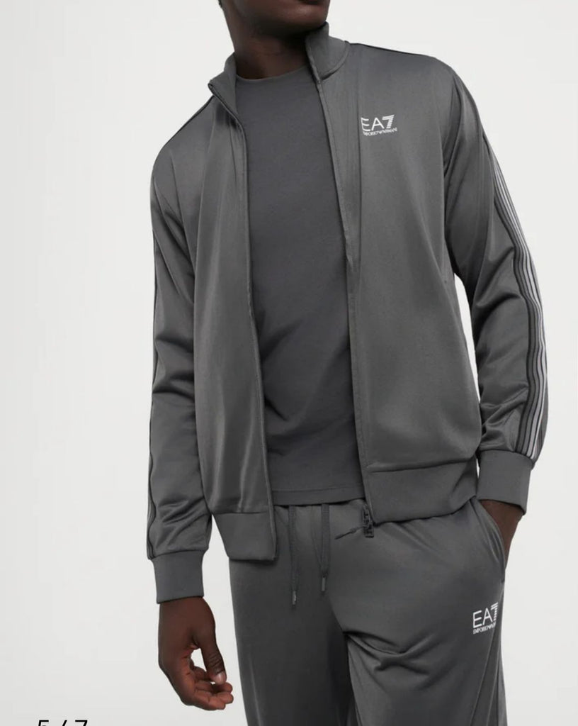 TUTA COMPLETA EA7 UOMO ACETATA GIROCOLLO CON BANDE SULLE SPALLE E LOGO LATO CUORE