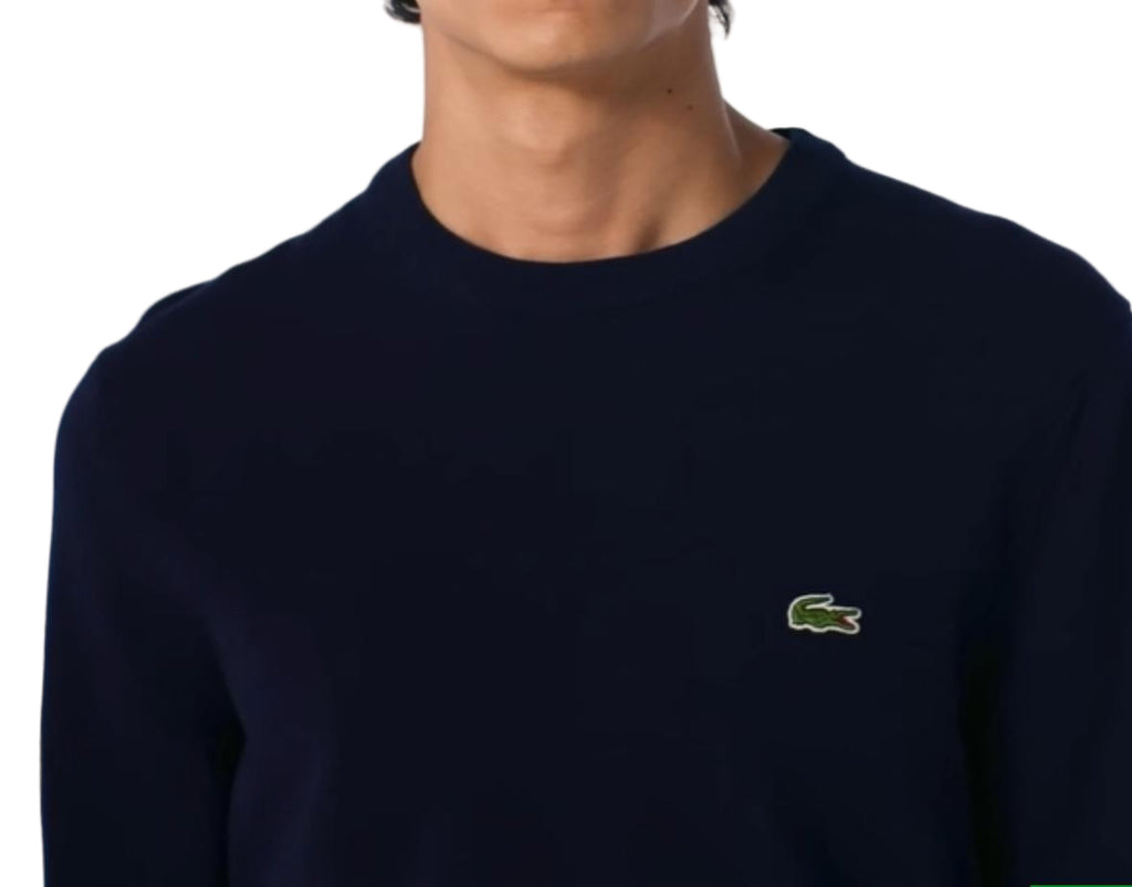 FELPA LACOSTE UOMO COTONE GIROCOLLO CON LOGO LATO CUORE CUCITO