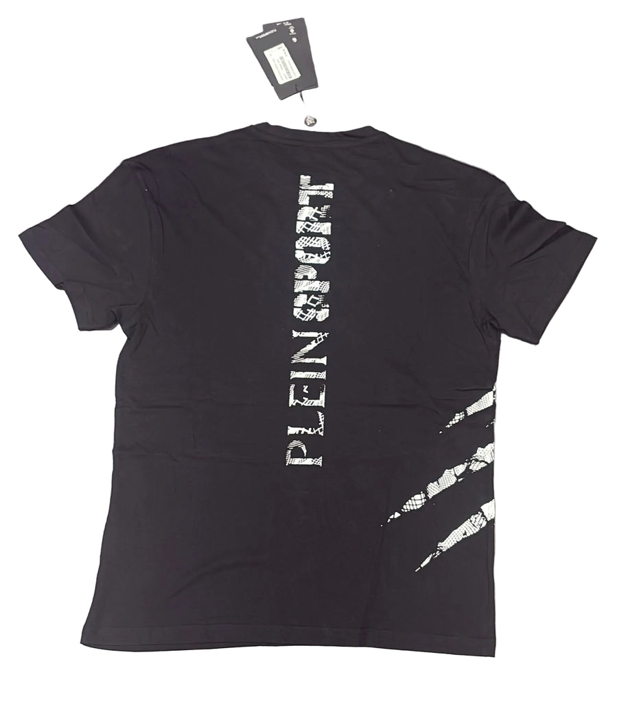 T-SHIRT PLEIN SPORT CON GRAFFI LATERALI E SCRITTA RETRO VERTICALE