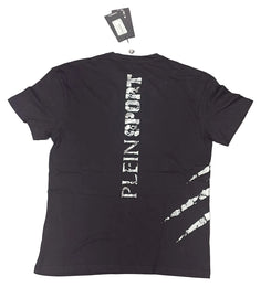 T-SHIRT PLEIN SPORT CON GRAFFI LATERALI E SCRITTA RETRO VERTICALE