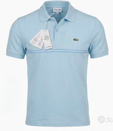 POLO LACOSTE LOGO LATO CUORE , SCRITTA SPALLE E RIGHINO CENTRALE