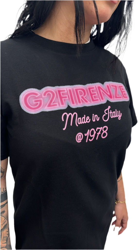 VESTITINO G2FIRENZE SCRITTA ROSA FLUO GOMMATA