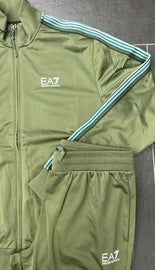 TUTA COMPLETA EA7 UOMO ACETATA GIROCOLLO CON BANDE SULLE SPALLE E LOGO LATO CUORE