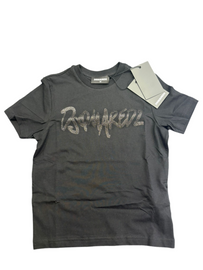 T-SHIRT DSQUARED SCRITTA CENTRALE GRANDE NERA BRILLANTINATA
