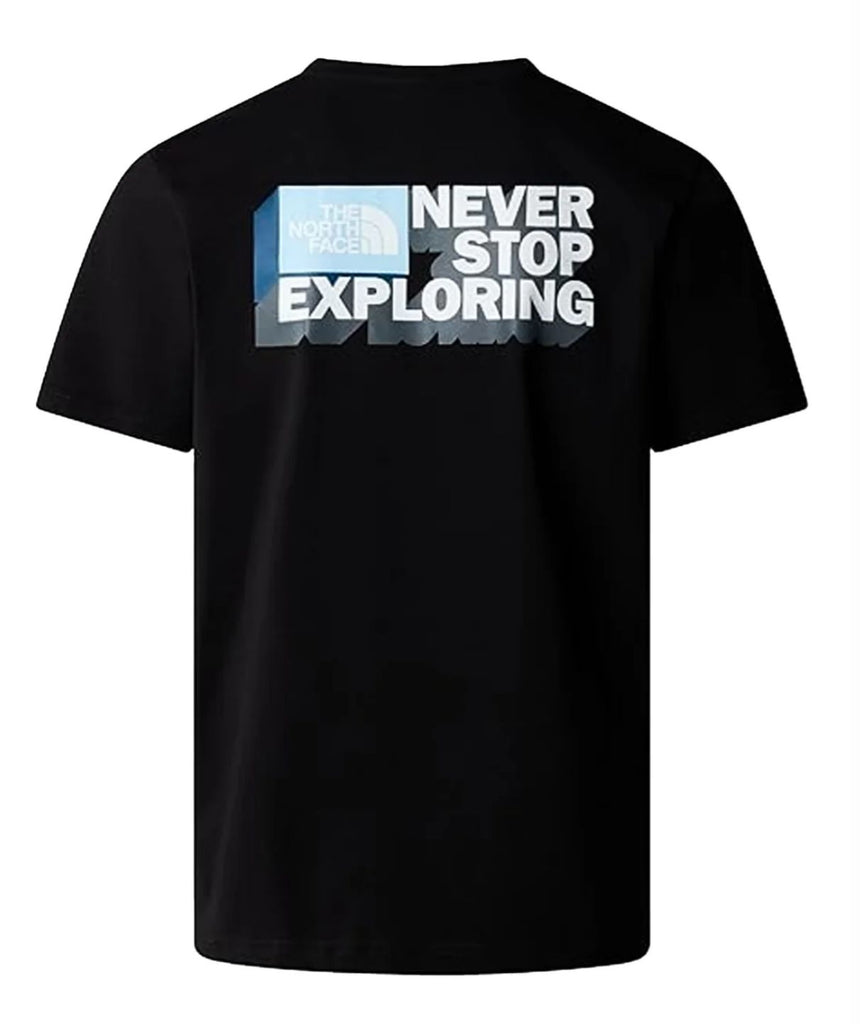 T-SHIRT THE NORTH FACE LOGO KATO CUORE BASIC , SCRITTA RETRO CON LOGO BLU