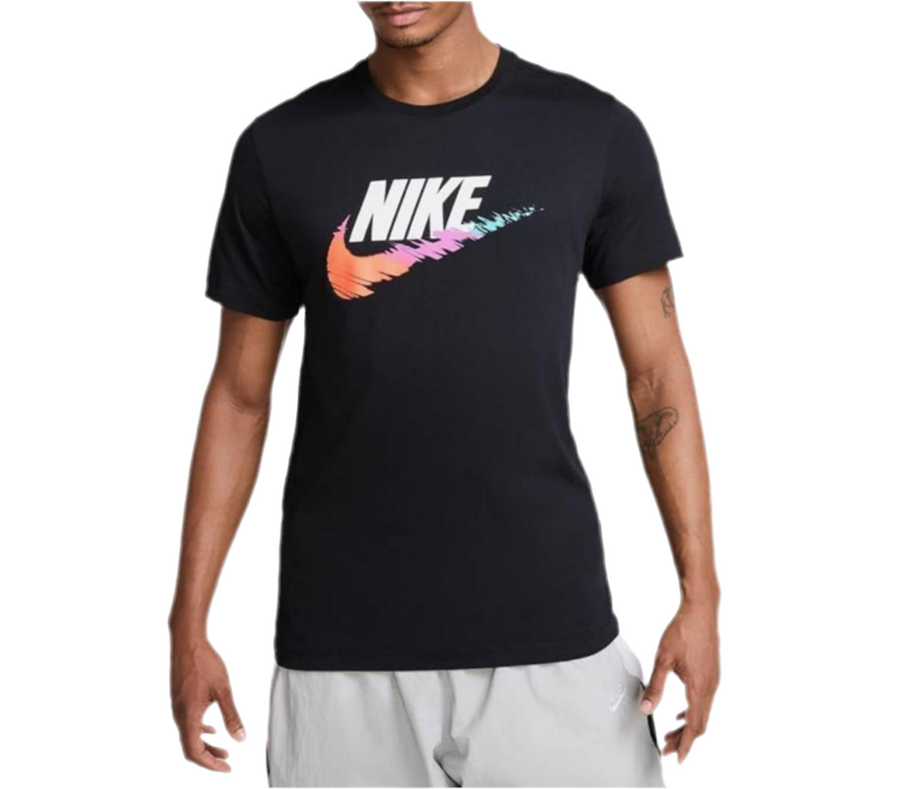 T-SHIRT NIKE UNISEX COTONE CON LOGO CENTRALE E BAFFO COLORATO STAMPATO