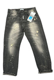 JEANS CIANOTIC UOMO FIT CON SFUMATURA GAMBA COLOR SABBIA E SCHIZZI COLORATI