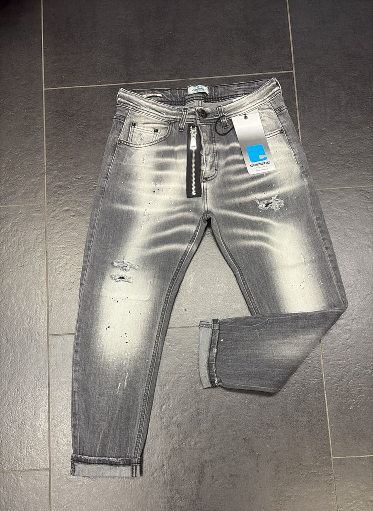 JEANS CIANOTIC FIT GAWIN GRAY CON CERNIERA E SCHIZZI