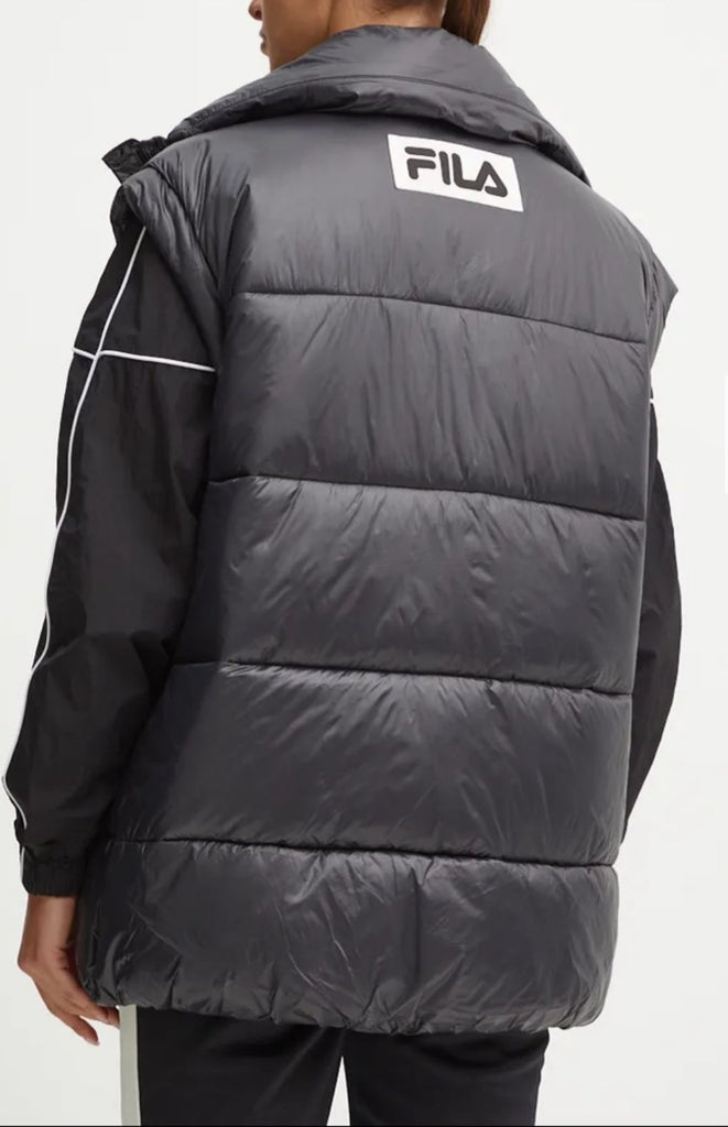 GIUBBINO SMANICATO FILA DONNA PIUMINO LUCIDO LOGO LATO CUORE CUCITO E TARGHETTA RETRO