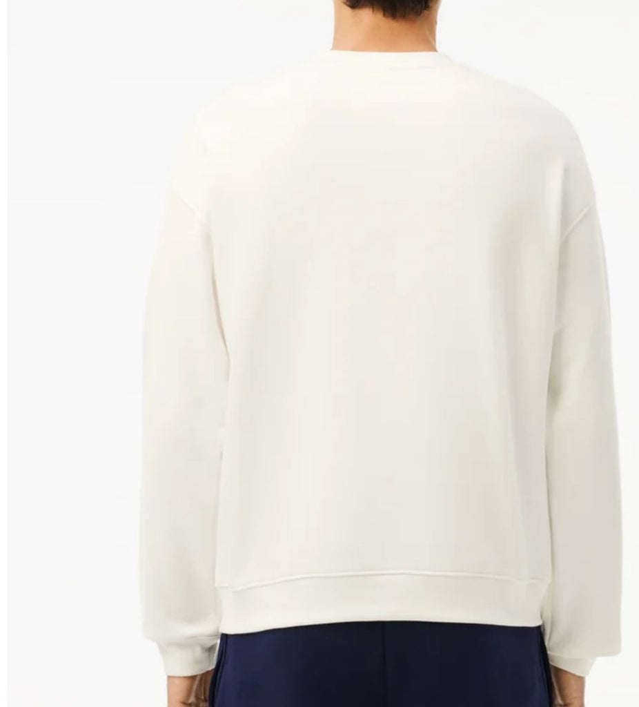 FELPA LACOSTE UOMO, COTONE, CON LOGO CERCHIO VERDE CON COCCODRILLO GRANDE