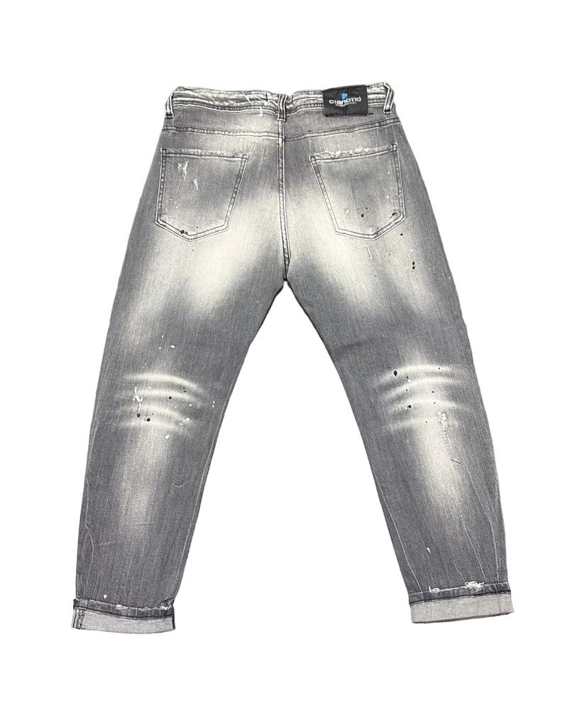 JEANS CIANOTIC FIT GAWIN GRAY CON CERNIERA E SCHIZZI