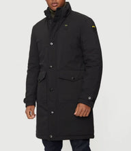 Carica l&#39;immagine nel visualizzatore di Gallery, GIUBBINO BLAUER UOMO  LUNGO CON CERNIERA E BOTTONI , GIROCOLLO , E LOGO BRACCIO GIALLO-NERO