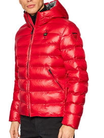 GIUBBINO BLAUER UOMO PIUMINO CUCITURE DIRITTE LOGO ROSSO-NERO BRACCIO CON CAPPUCCIO