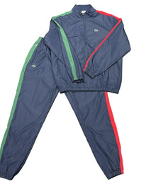 TUTA COMPLETA LACOSTE UNISEX MICROFIBRA CON BANDE LATERALI COLORATE E LOGO GRANDE RETRO