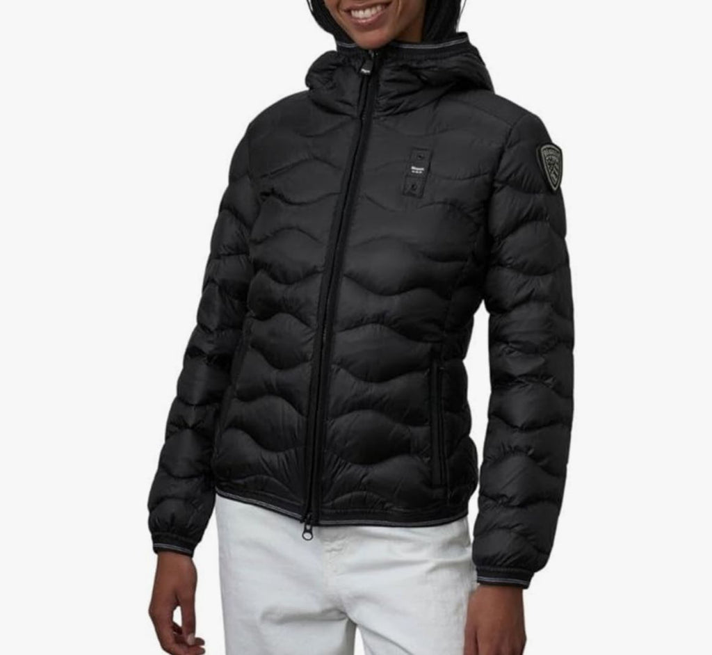 GIUBBINO BLAUER A ONDA CON LOGO BRACCIO BRILLANTINATO